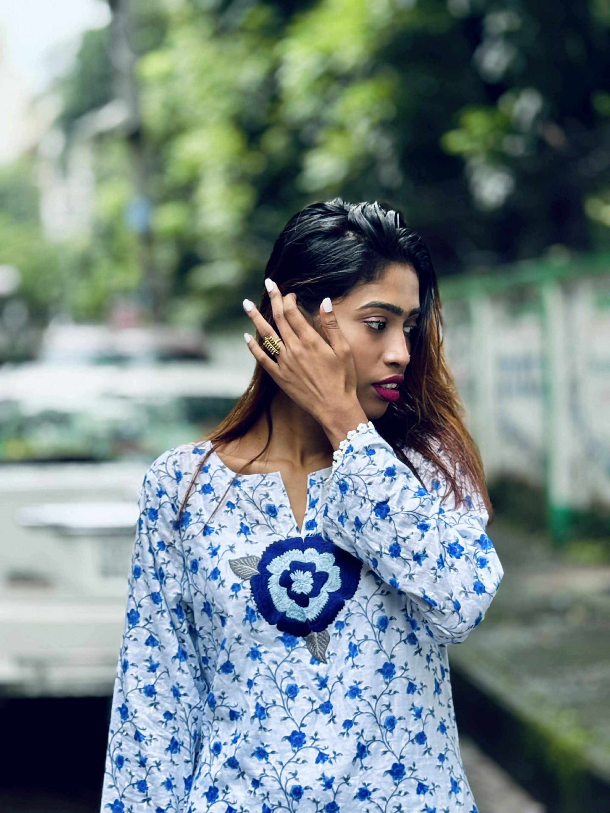 Shadanil (সাদানীল) - Light Cotton Short Kurti