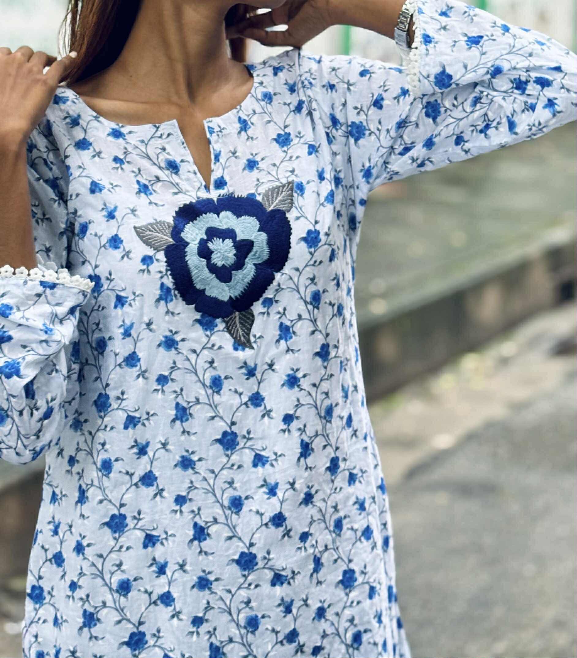 Shadanil (সাদানীল) - Light Cotton Short Kurti