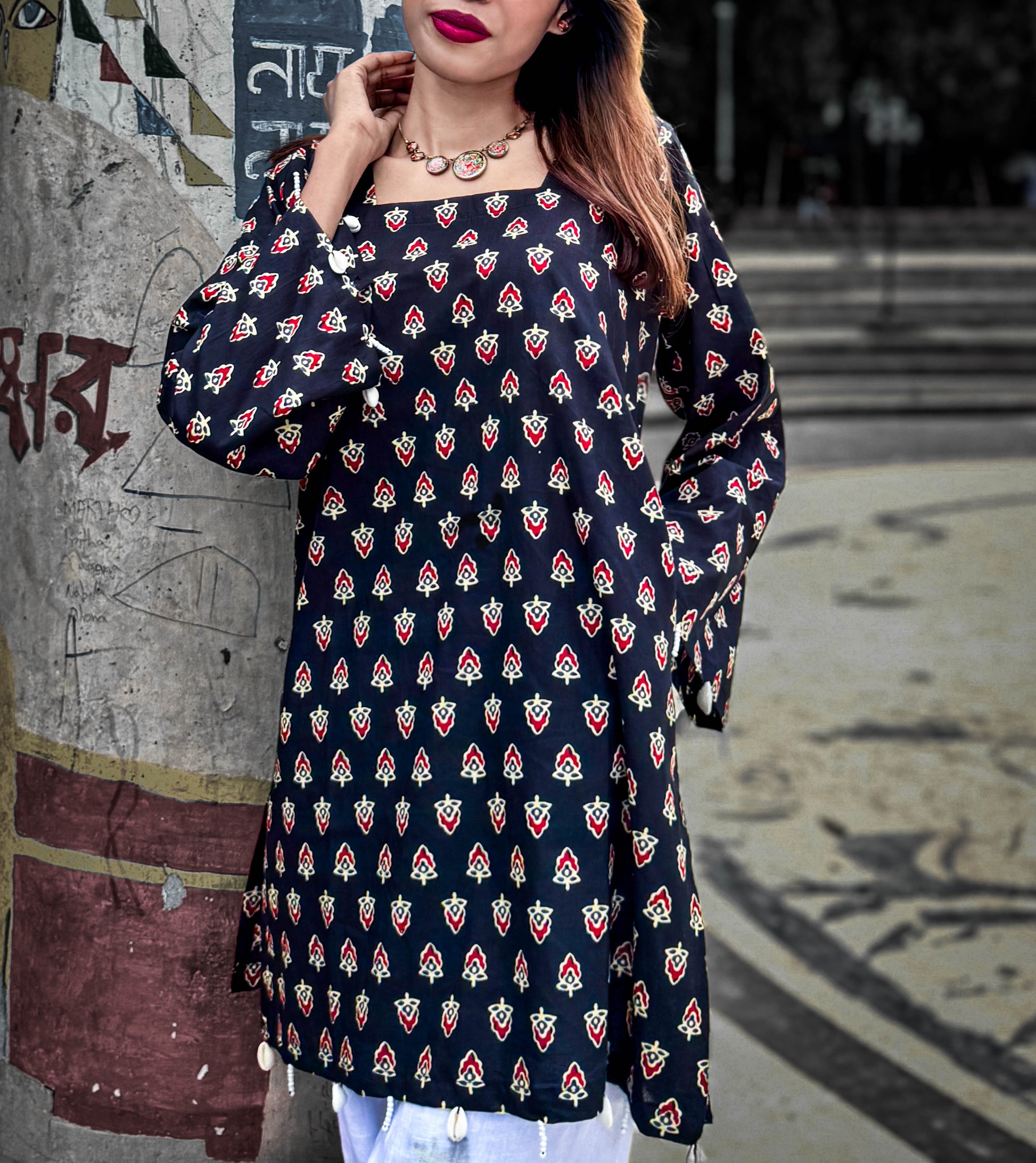 Kamini (কামিনী) - Original Kalamkari Cotton Short Kurti