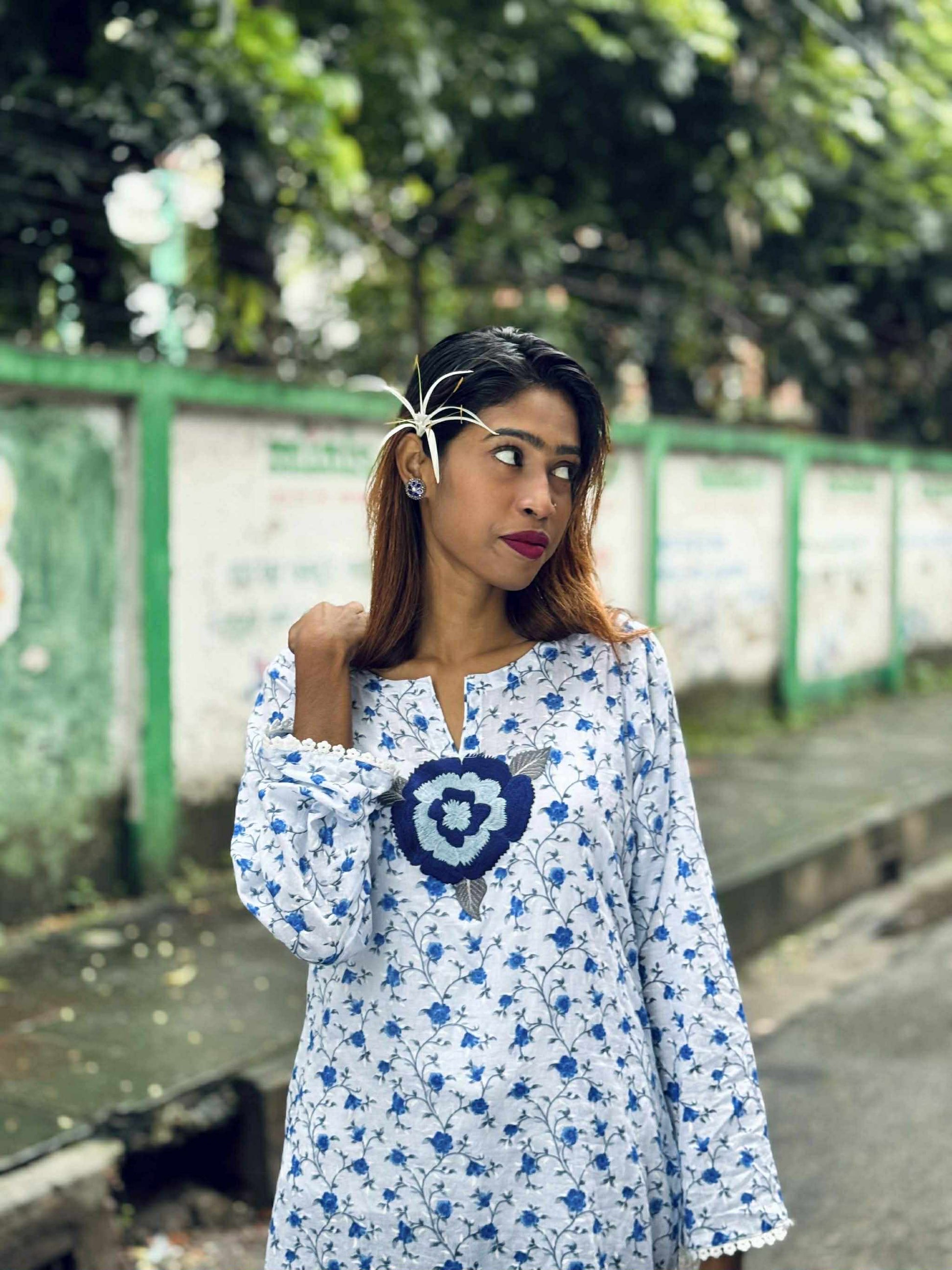 Shadanil (সাদানীল) - Light Cotton Short Kurti
