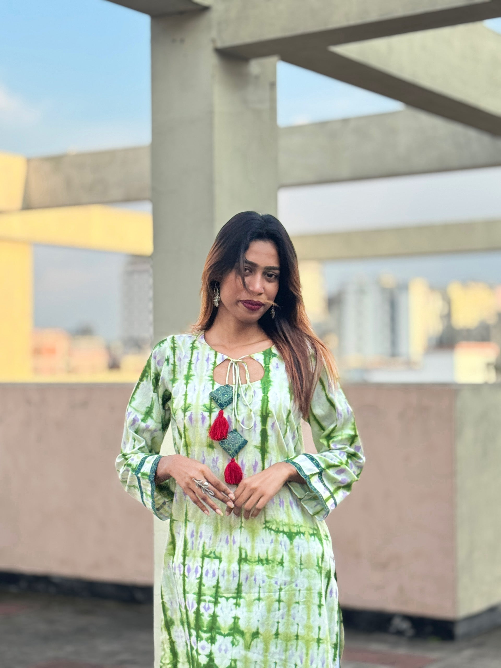 "টিয়া" - Premium Tie-dye Cotton Kurti ☘️