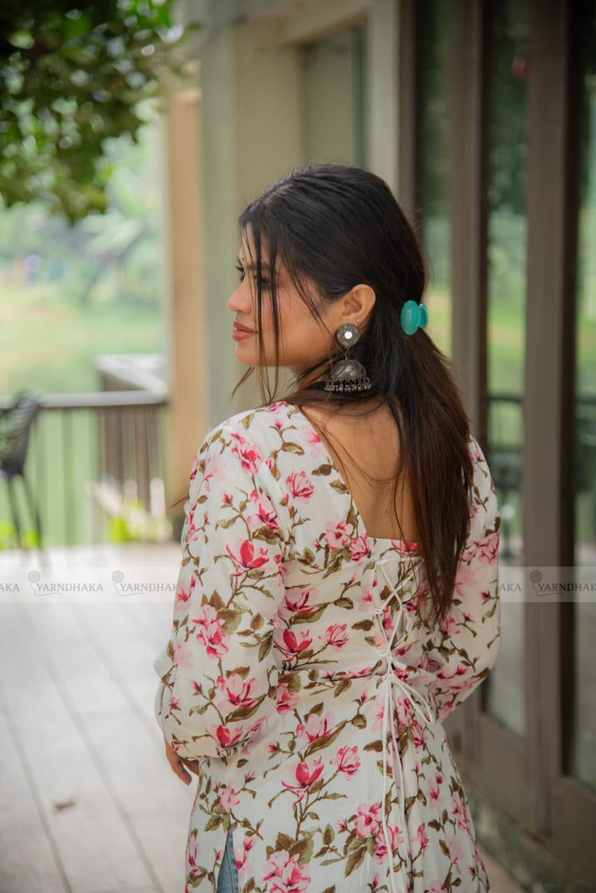 "blossom" crochet back kurti