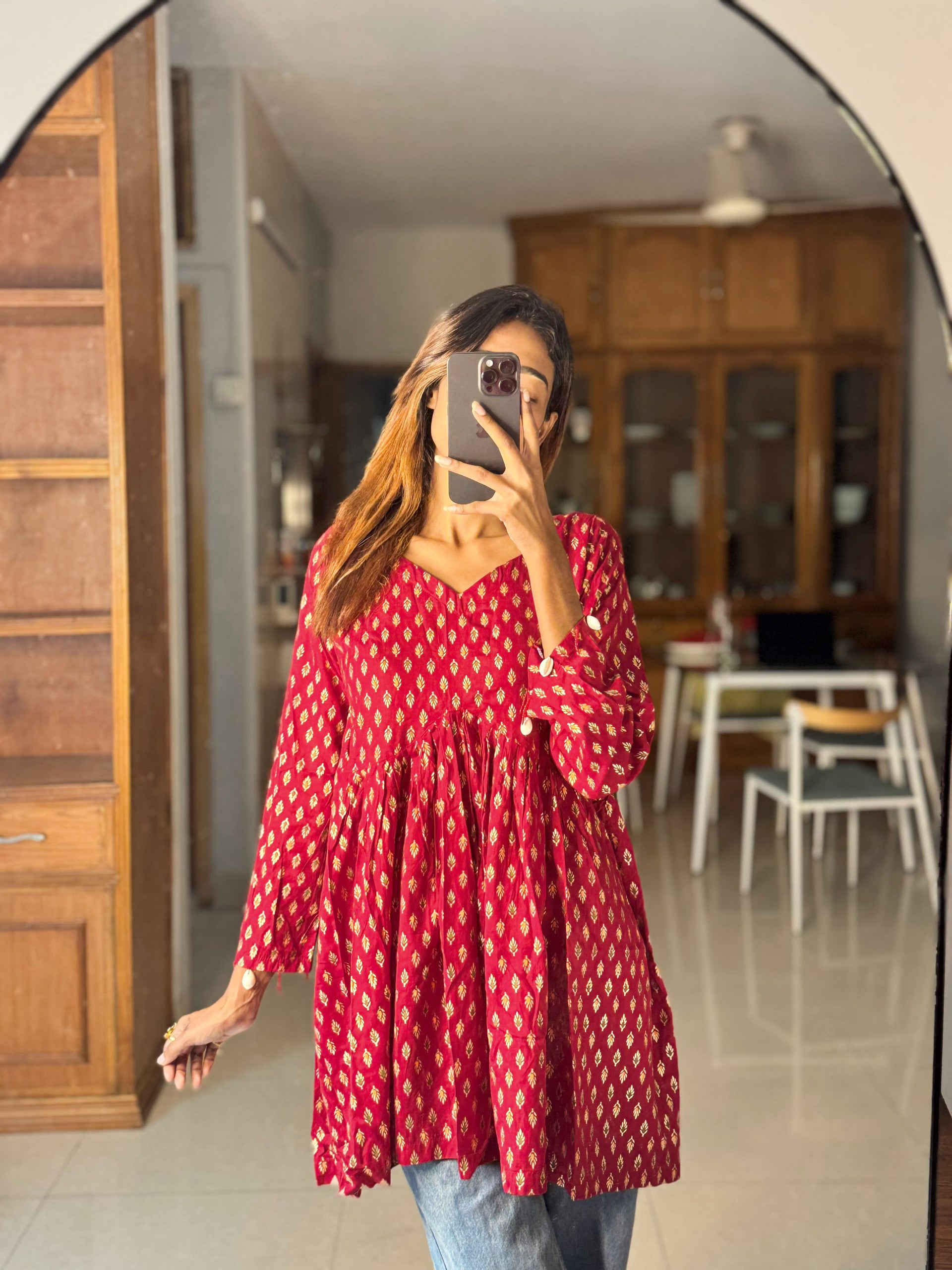 Chumki (চুমকি) - Premium Maroon Cotton Kurti