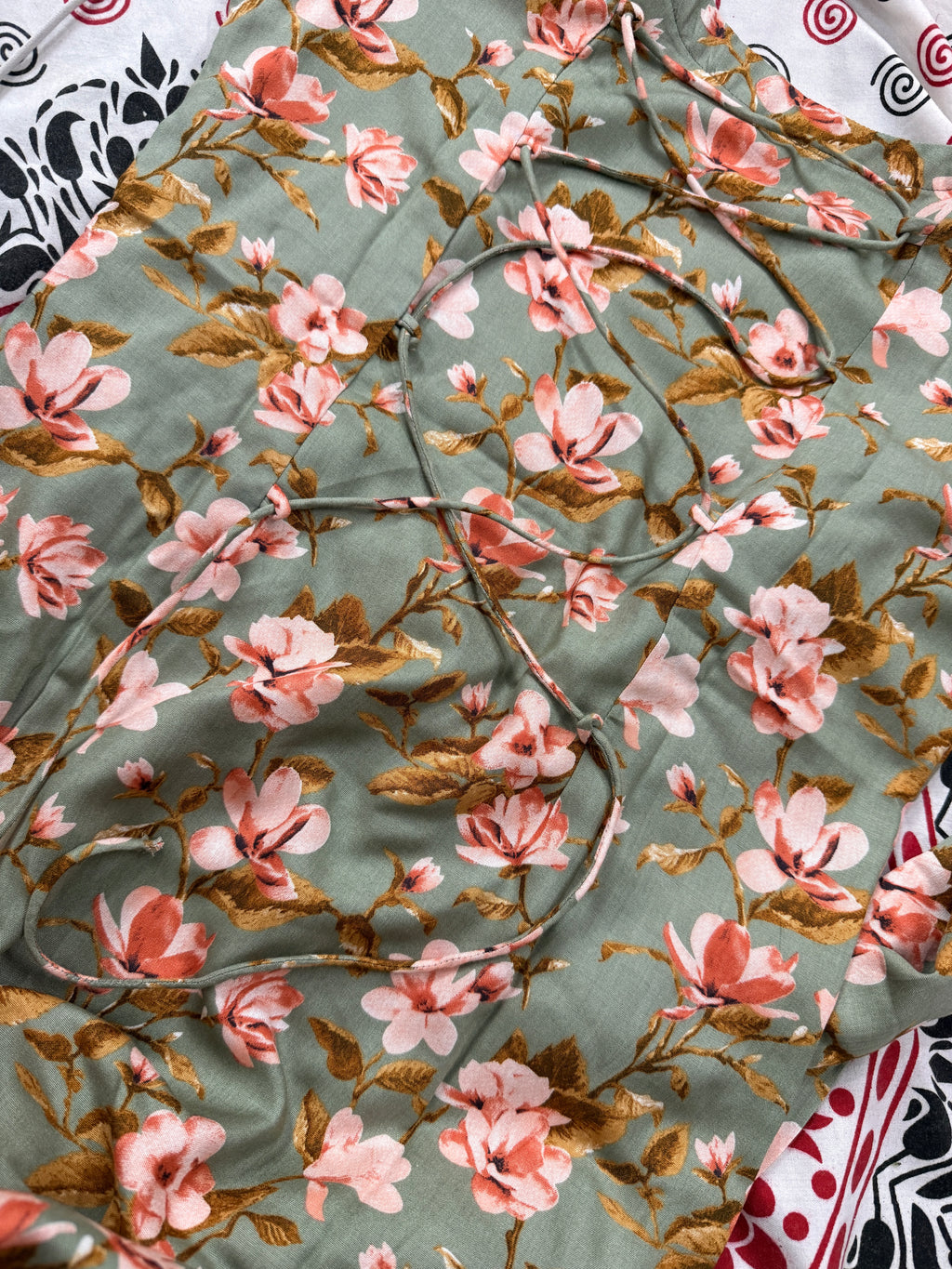 "blossom"kurti in olive