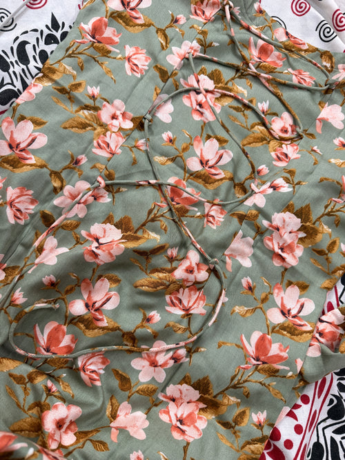 "blossom"kurti in olive