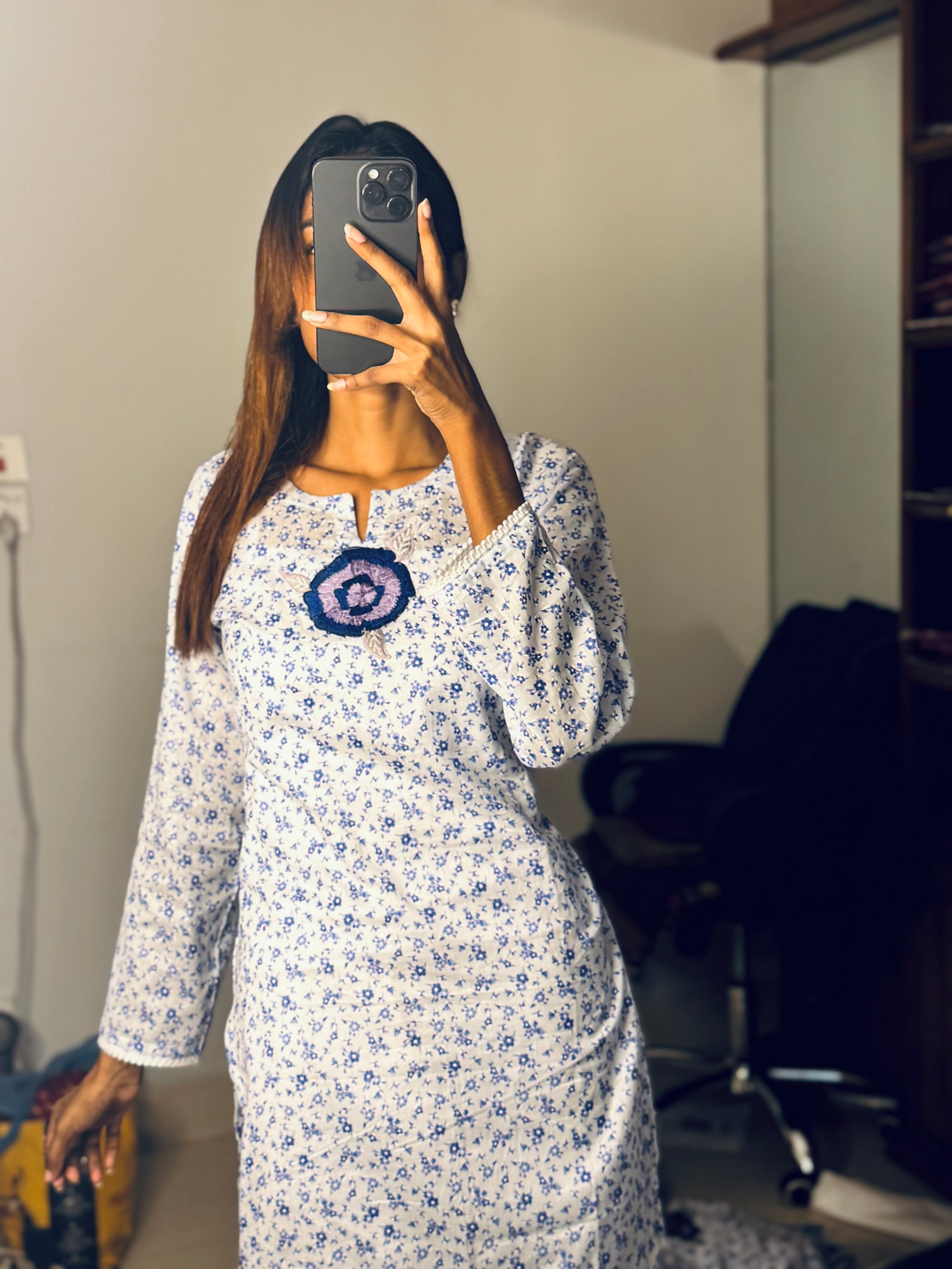 Shada-nill embroidery Kurti