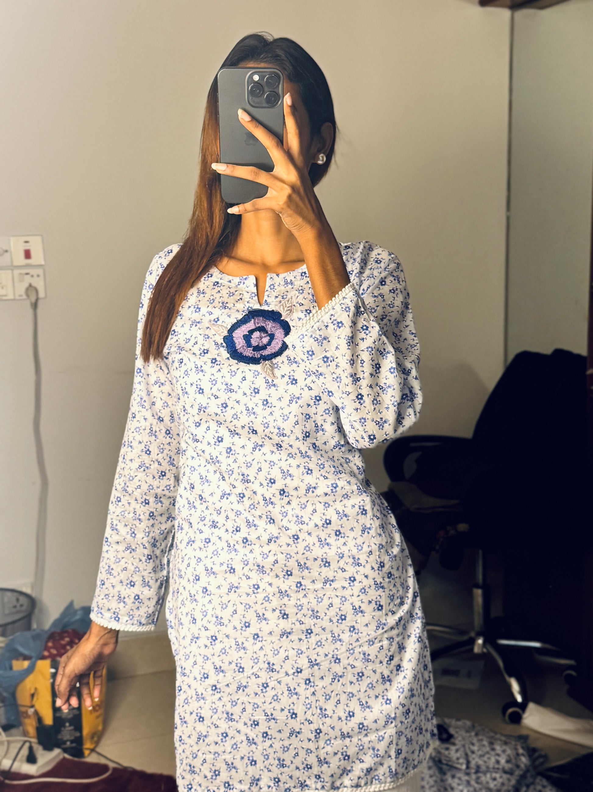 Shada-nill embroidery Kurti