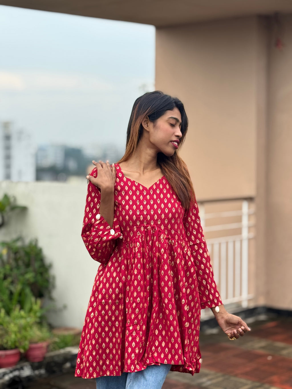 Chumki (চুমকি) - Premium Maroon Cotton Kurti