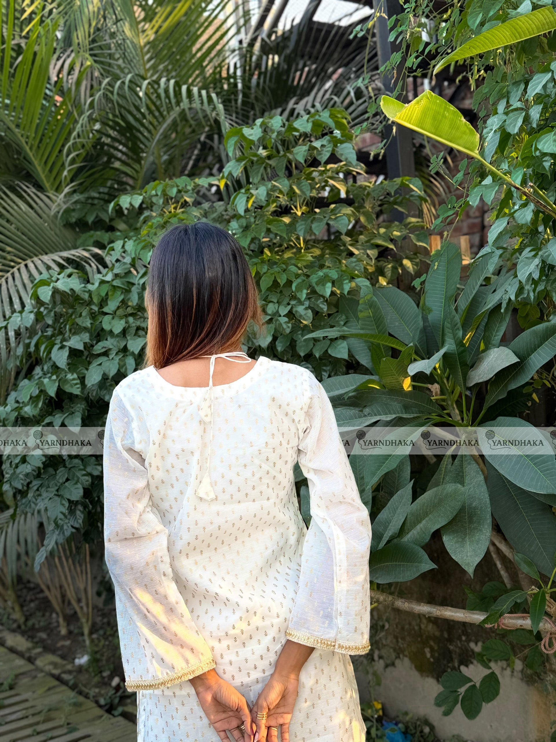 "ঝিনুক" Jhinuk White Premium Kurti