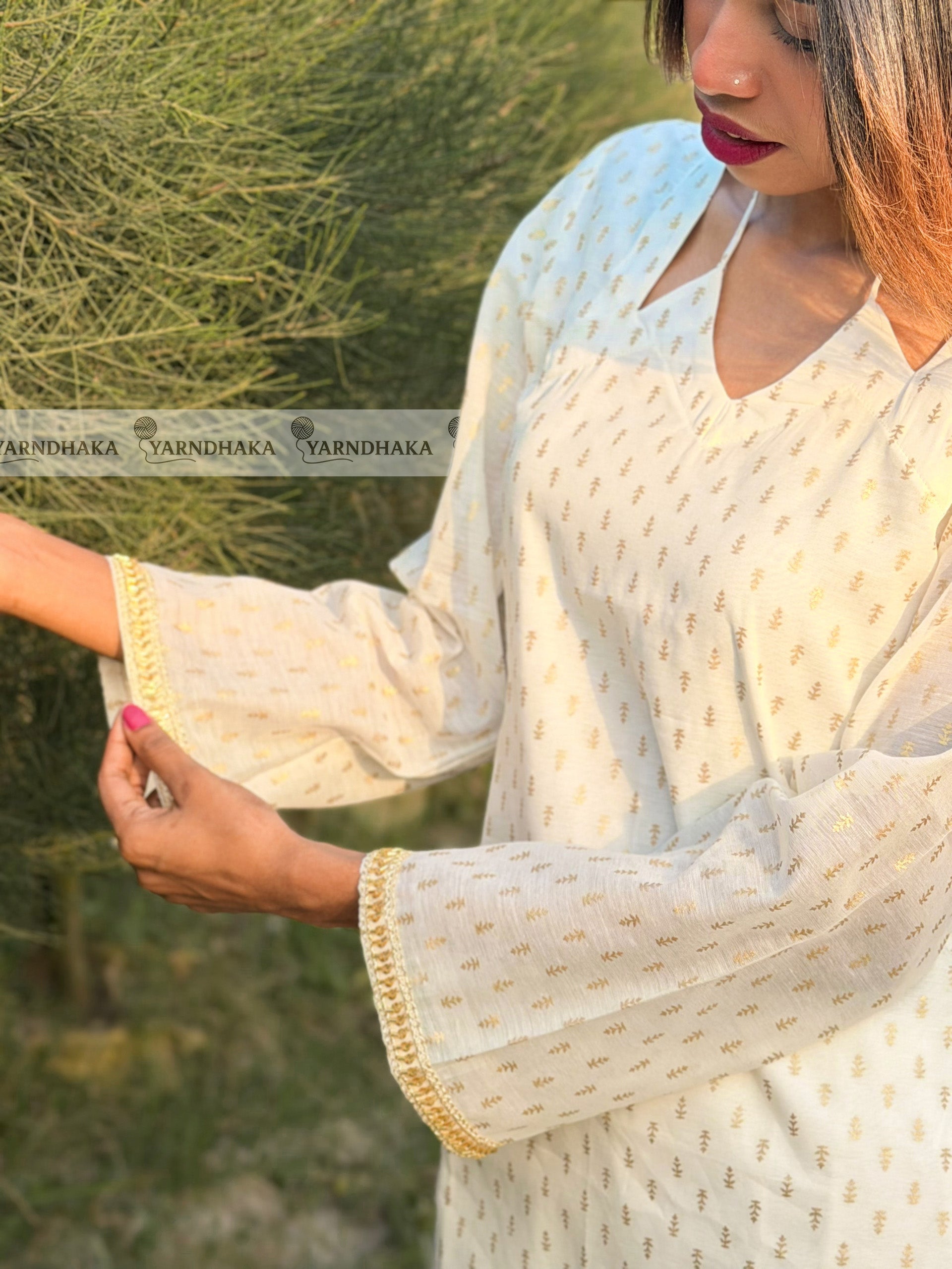 "ঝিনুক" Jhinuk White Premium Kurti