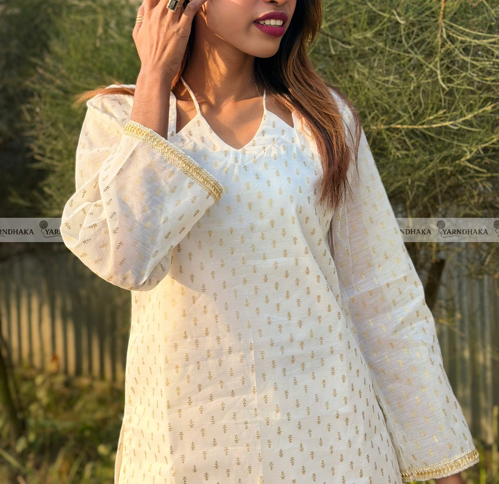 "ঝিনুক" Jhinuk White Premium Kurti