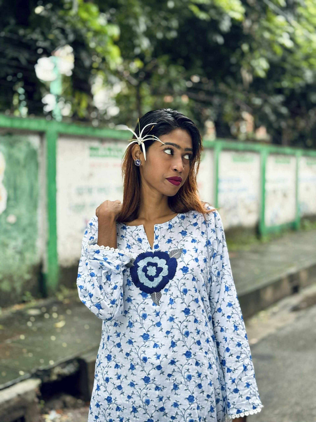 Shadanil (সাদানীল) - Light Cotton Short Kurti