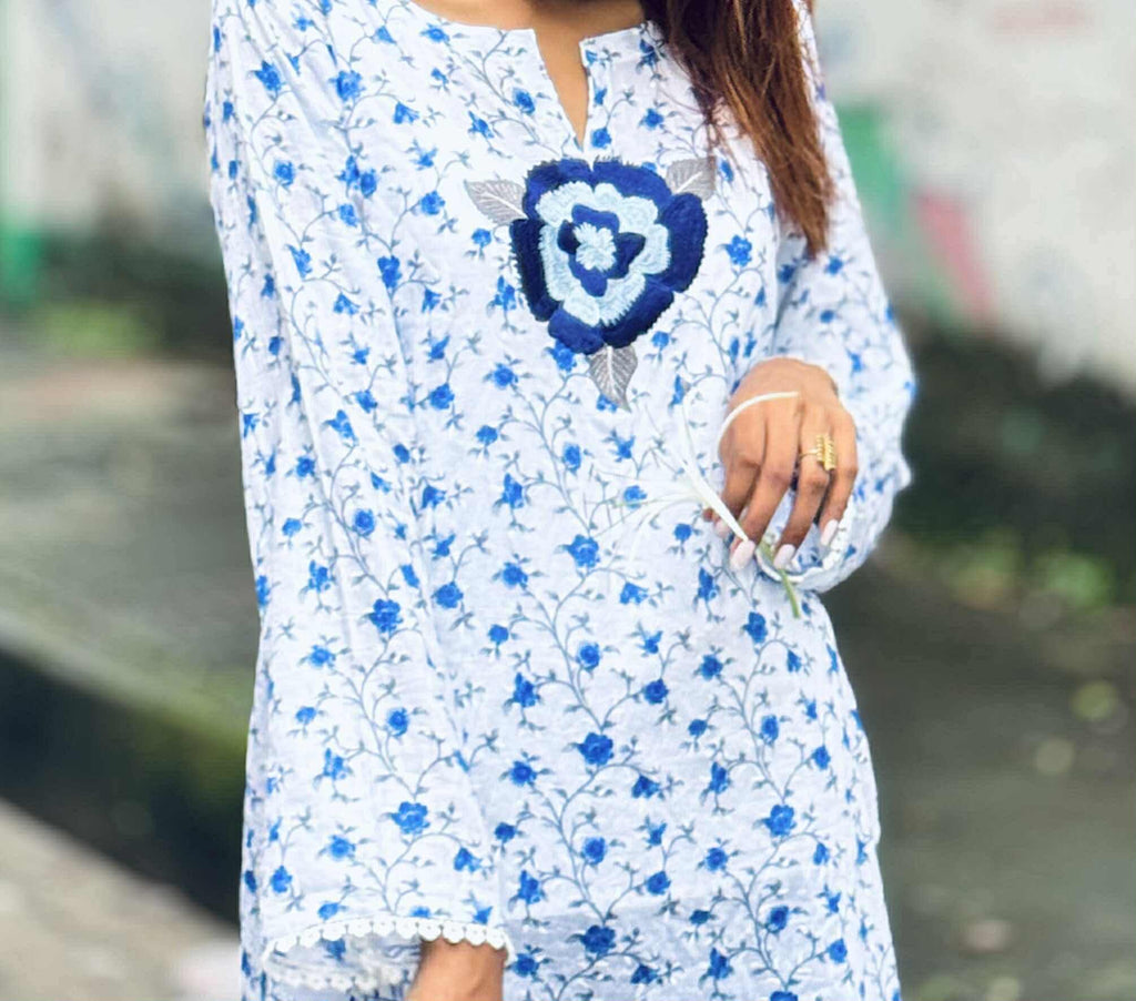 Shadanil (সাদানীল) - Light Cotton Short Kurti